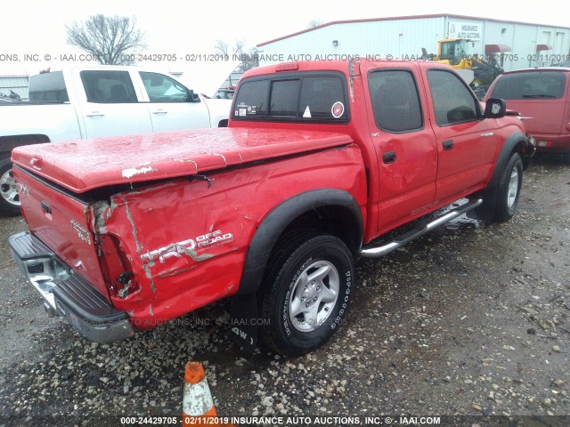 5TEHN72NX3Z296378 - 2003 TOYOTA TACOMA DOUBLE CAB RED photo 4