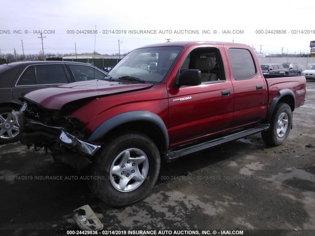 5TEGN92N73Z212511 - 2003 TOYOTA TACOMA DOUBLE CAB PRERUNNER RED photo 2