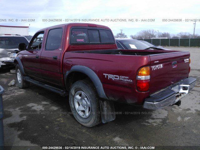 5TEGN92N73Z212511 - 2003 TOYOTA TACOMA DOUBLE CAB PRERUNNER RED photo 3