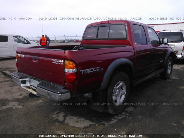 5TEGN92N73Z212511 - 2003 TOYOTA TACOMA DOUBLE CAB PRERUNNER RED photo 4