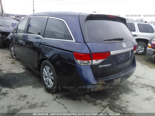 5FNRL5H68EB115751 - 2014 HONDA ODYSSEY EXL BLUE photo 3