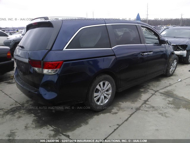 5FNRL5H68EB115751 - 2014 HONDA ODYSSEY EXL BLUE photo 4