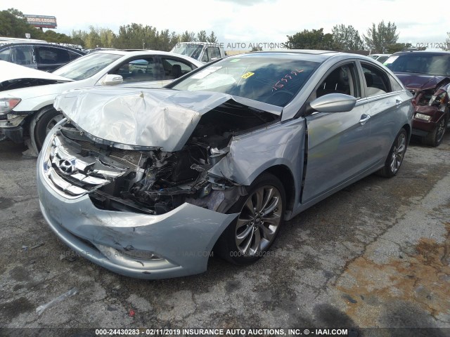 5NPEC4AC8BH159996 - 2011 HYUNDAI SONATA SE/LIMITED Light Blue photo 2