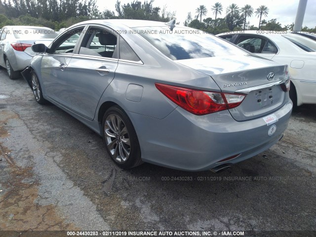 5NPEC4AC8BH159996 - 2011 HYUNDAI SONATA SE/LIMITED Light Blue photo 3