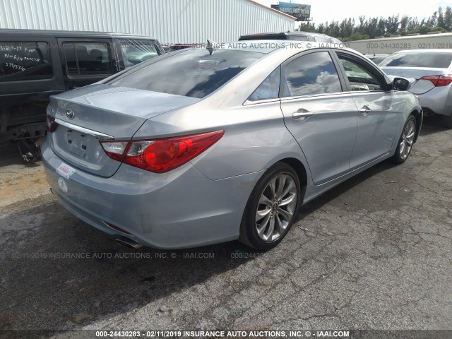 5NPEC4AC8BH159996 - 2011 HYUNDAI SONATA SE/LIMITED Light Blue photo 4