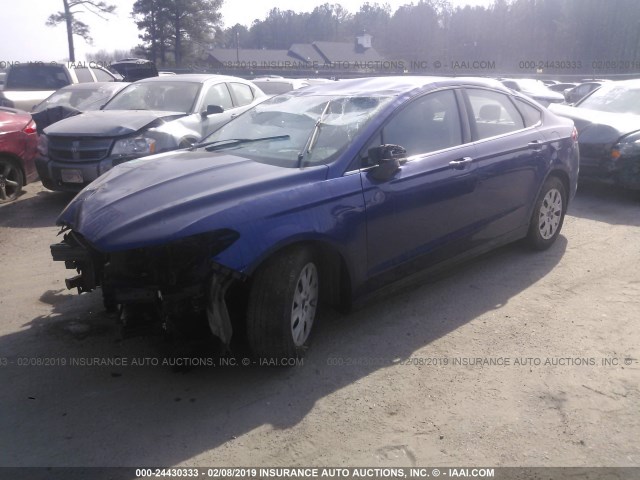 3FA6P0G73DR311734 - 2013 FORD FUSION S BLUE photo 2