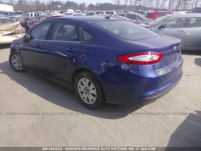 3FA6P0G73DR311734 - 2013 FORD FUSION S BLUE photo 3