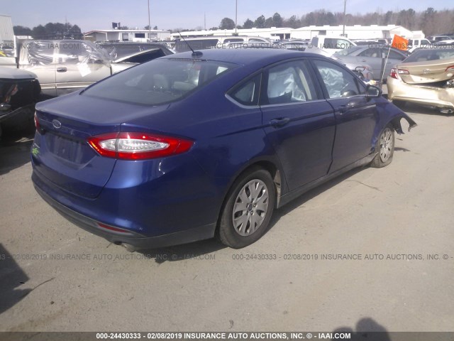 3FA6P0G73DR311734 - 2013 FORD FUSION S BLUE photo 4