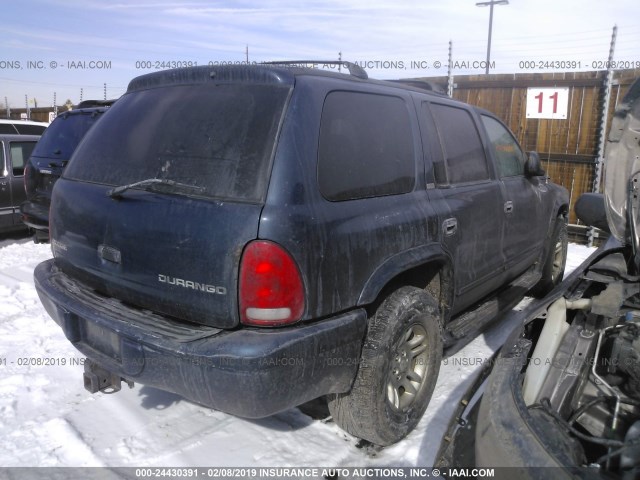 1B4HS58NX2F190607 - 2002 DODGE DURANGO SLT PLUS Dark Blue photo 4