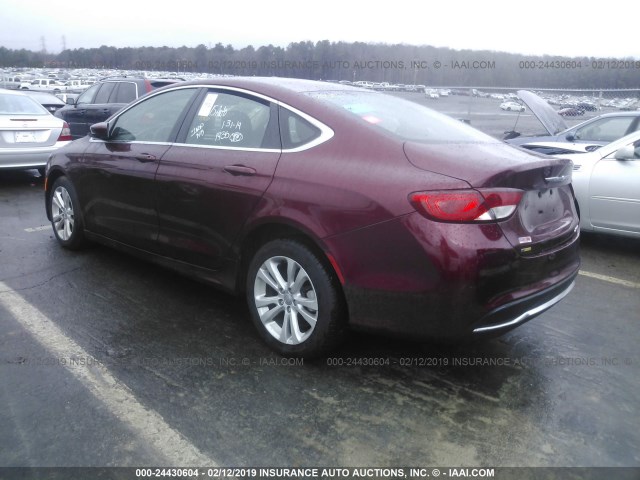 1C3CCCAB9FN570164 - 2015 CHRYSLER 200 LIMITED MAROON photo 3