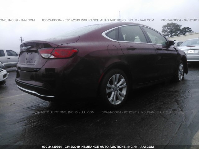 1C3CCCAB9FN570164 - 2015 CHRYSLER 200 LIMITED MAROON photo 4