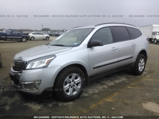 1GNKRFED2FJ189189 - 2015 CHEVROLET TRAVERSE LS SILVER photo 2