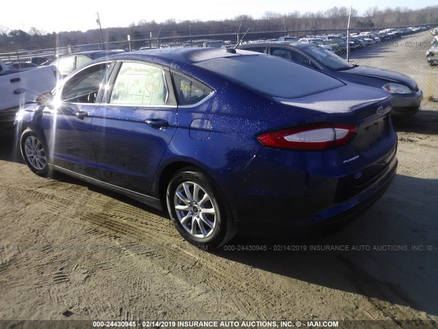 3FA6P0G7XGR367626 - 2016 FORD FUSION S BLUE photo 3