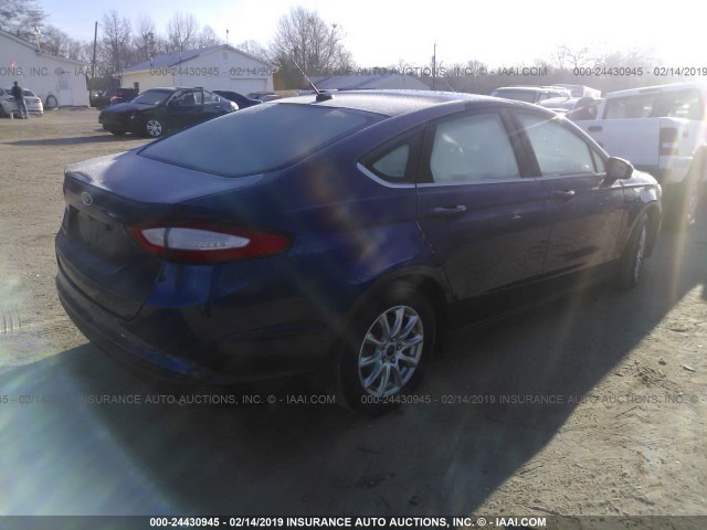 3FA6P0G7XGR367626 - 2016 FORD FUSION S BLUE photo 4