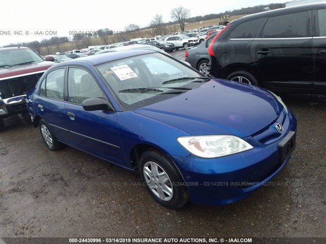 1HGES16394L024066 - 2004 HONDA CIVIC DX VP BLUE photo 1