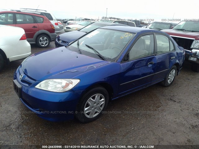 1HGES16394L024066 - 2004 HONDA CIVIC DX VP BLUE photo 2