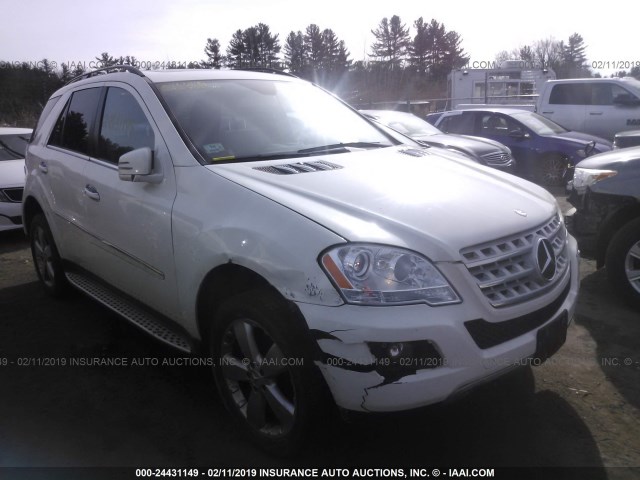 4JGBB8GB9BA677548 - 2011 MERCEDES-BENZ ML 350 4MATIC WHITE photo 1