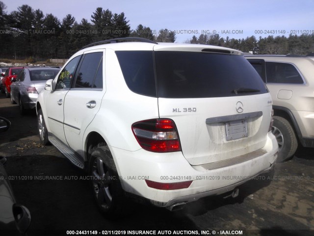 4JGBB8GB9BA677548 - 2011 MERCEDES-BENZ ML 350 4MATIC WHITE photo 3