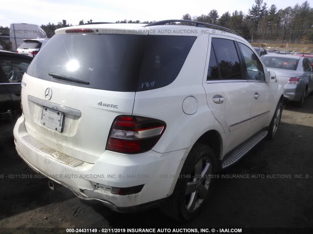 4JGBB8GB9BA677548 - 2011 MERCEDES-BENZ ML 350 4MATIC WHITE photo 4