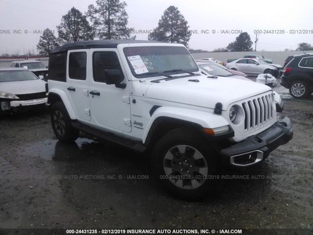 1C4HJXEG5JW168746 - 2018 JEEP WRANGLER UNLIMITE SAHARA WHITE photo 1