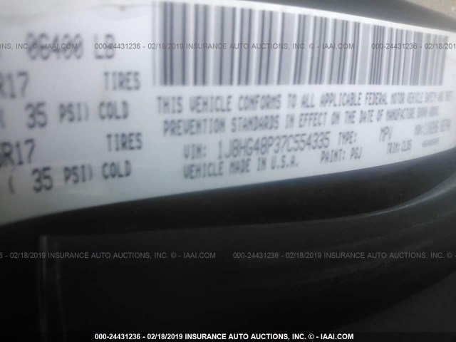 1J8HG48P37C554335 - 2007 JEEP COMMANDER GREEN photo 9