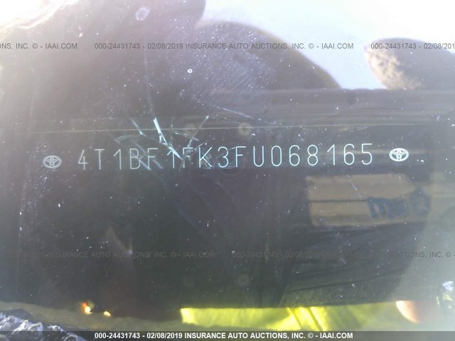 4T1BF1FK3FU068165 - 2015 TOYOTA CAMRY LE/XLE/SE/XSE 银色 照片 9