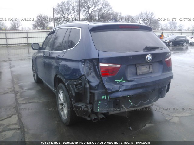 5UXWX9C55D0D06703 - 2013 BMW X3 XDRIVE28I BLUE photo 3