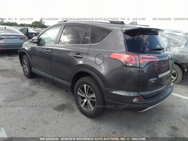 2T3WFREV2GW250248 - 2016 TOYOTA RAV4 XLE GRAY photo 3