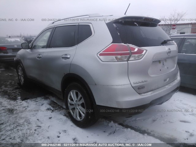 KNMAT2MT5FP562651 - 2015 NISSAN ROGUE S/SL/SV SILVER photo 3