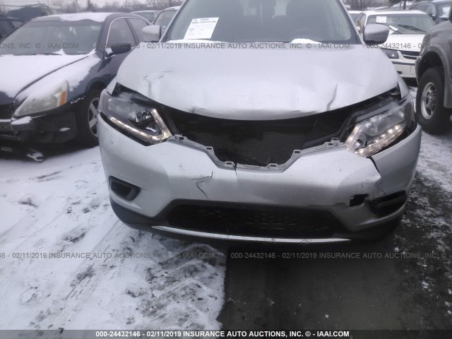 KNMAT2MT5FP562651 - 2015 NISSAN ROGUE S/SL/SV SILVER photo 6