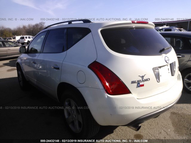 JN8AZ08T45W315739 - 2005 NISSAN MURANO SL/SE/S WHITE photo 3