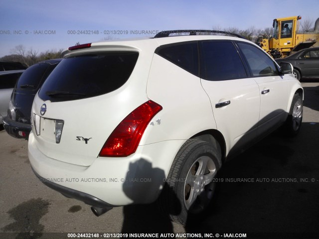 JN8AZ08T45W315739 - 2005 NISSAN MURANO SL/SE/S WHITE photo 4