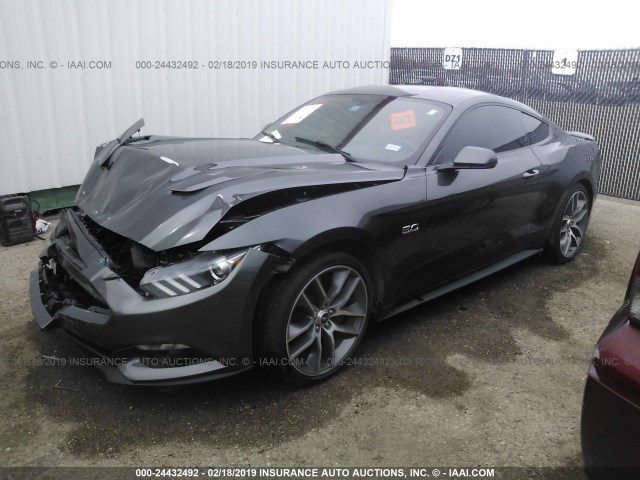 1FA6P8CF6G5283754 - 2016 FORD MUSTANG GT GRAY photo 2