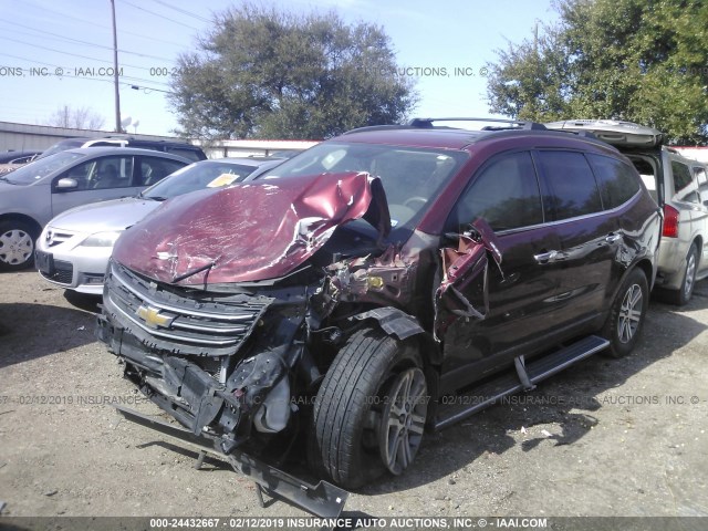 1GNKRHKD9FJ357460 - 2015 CHEVROLET TRAVERSE LT RED photo 2