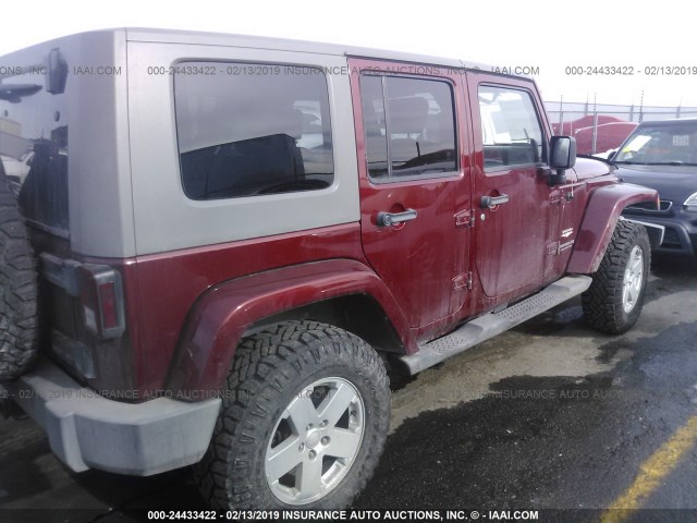 1J8GA59107L188007 - 2007 JEEP WRANGLER SAHARA BURGUNDY photo 4