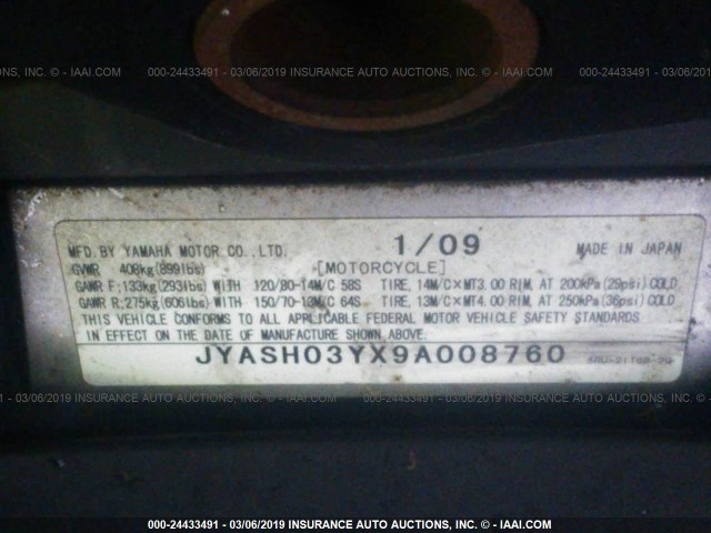 JYASH03YX9A008760 - 2009 YAMAHA YP400 BLACK photo 10