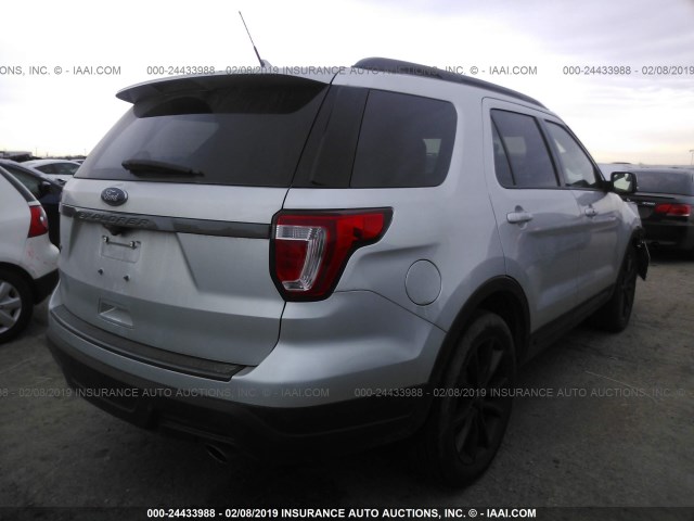 1FM5K7D81JGA97674 - 2018 FORD EXPLORER XLT SILVER photo 4