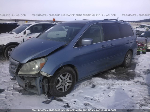 5FNRL38406B085794 - 2006 HONDA ODYSSEY EX Light Blue photo 2