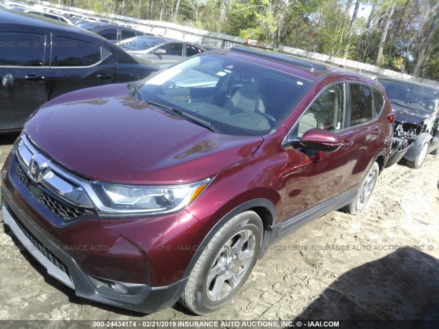 7FARW1H82JE006072 - 2018 HONDA CR-V EXL BURGUNDY photo 2