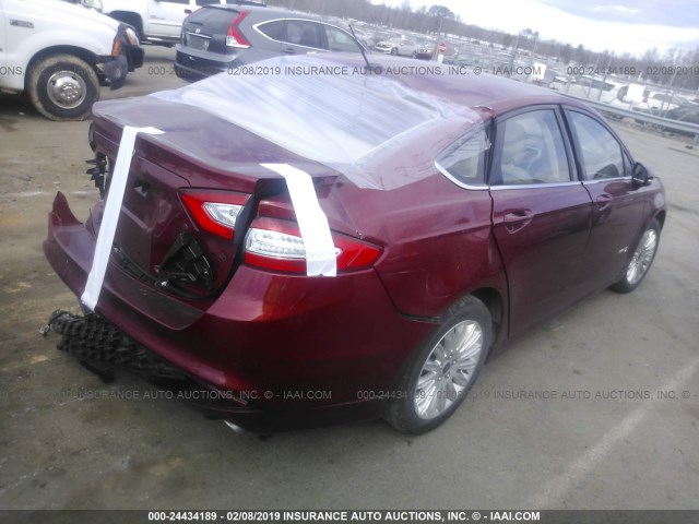 3FA6P0LU1GR398730 - 2016 FORD FUSION SE HYBRID BURGUNDY photo 4