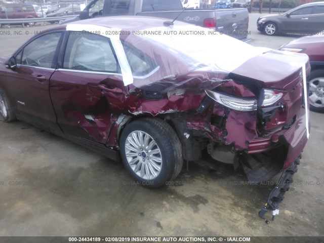 3FA6P0LU1GR398730 - 2016 FORD FUSION SE HYBRID BURGUNDY photo 6