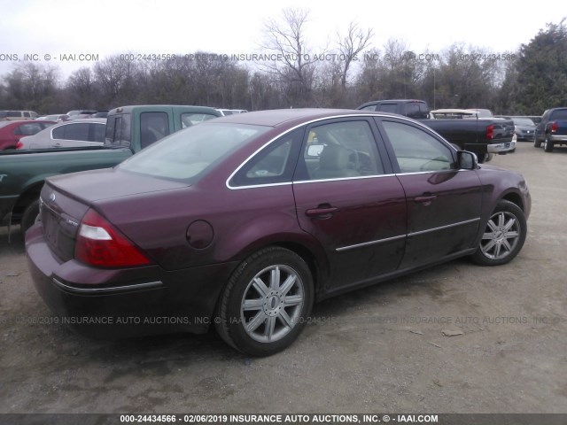 1FAHP28175G118929 - 2005 FORD FIVE HUNDRED LIMITED MAROON photo 4