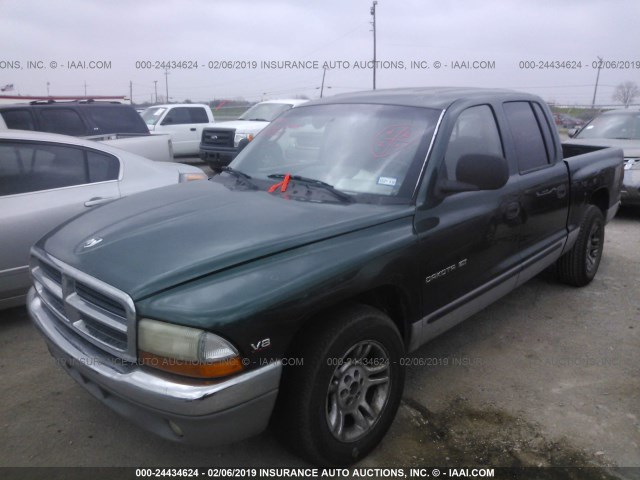 1B7GL2AN4YS654043 - 2000 DODGE DAKOTA QUAD GREEN photo 2