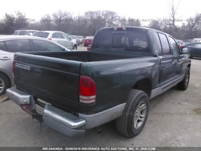 1B7GL2AN4YS654043 - 2000 DODGE DAKOTA QUAD GREEN photo 4