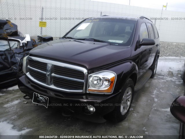 1D4HB48N34F189849 - 2004 DODGE DURANGO SLT BURGUNDY photo 2