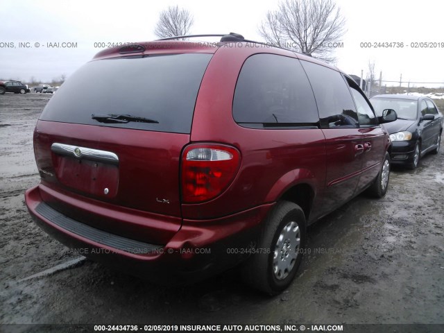 2C8GP44383R150470 - 2003 CHRYSLER TOWN & COUNTRY LX RED photo 4