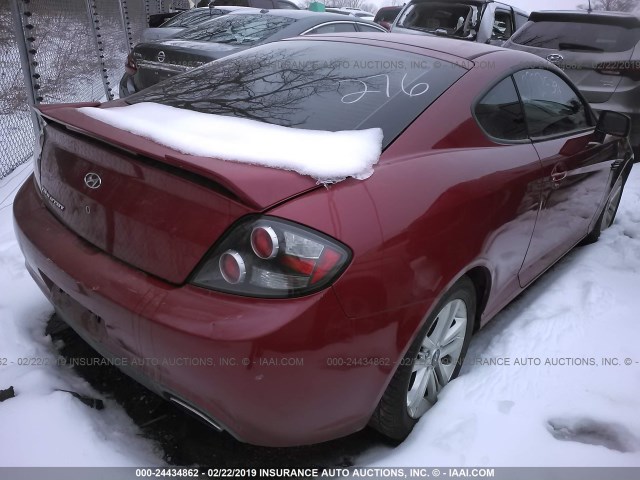 KMHHM66D68U283556 - 2008 HYUNDAI TIBURON GS MAROON photo 4