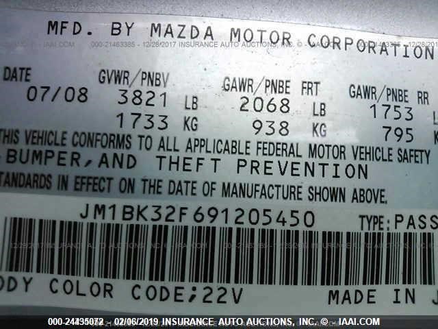 JM1BK32F691205450 - 2009 MAZDA 3 I SILVER photo 9