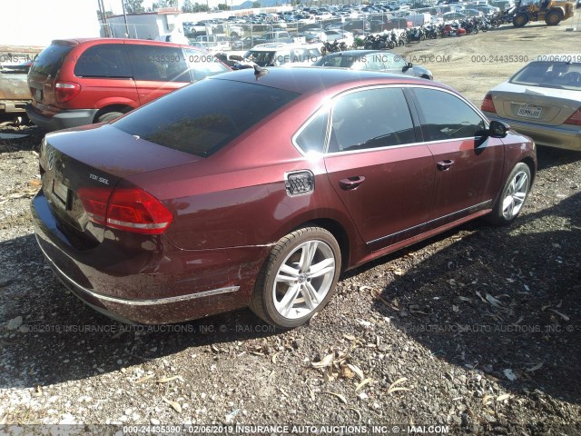 1VWCN7A34DC094000 - 2013 VOLKSWAGEN PASSAT SEL BURGUNDY photo 4