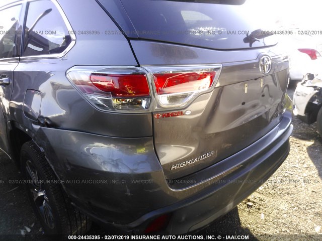 5TDKKRFH4GS501078 - 2016 TOYOTA HIGHLANDER XLE GRAY photo 6